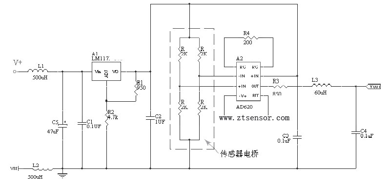 压力传感器信号处理电路原理图