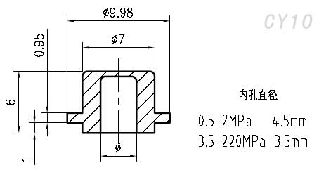 CY10溅射膜压力敏感元件外形尺寸图