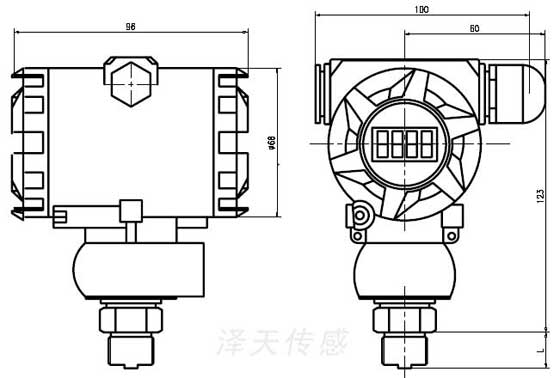 CYB270工业压力变送器外形图 CYB270工业压力变送器外形图