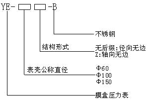 膜盒压力表型号命名