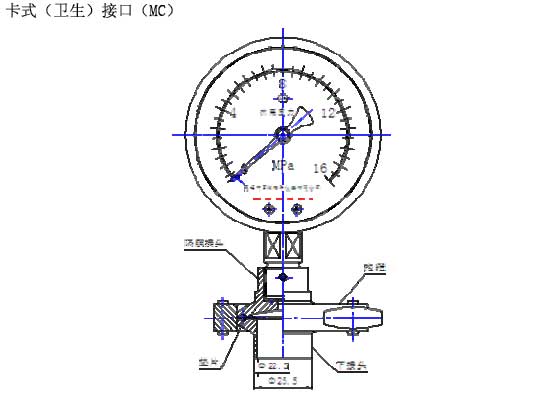 YM-MC型隔膜压力表外形图